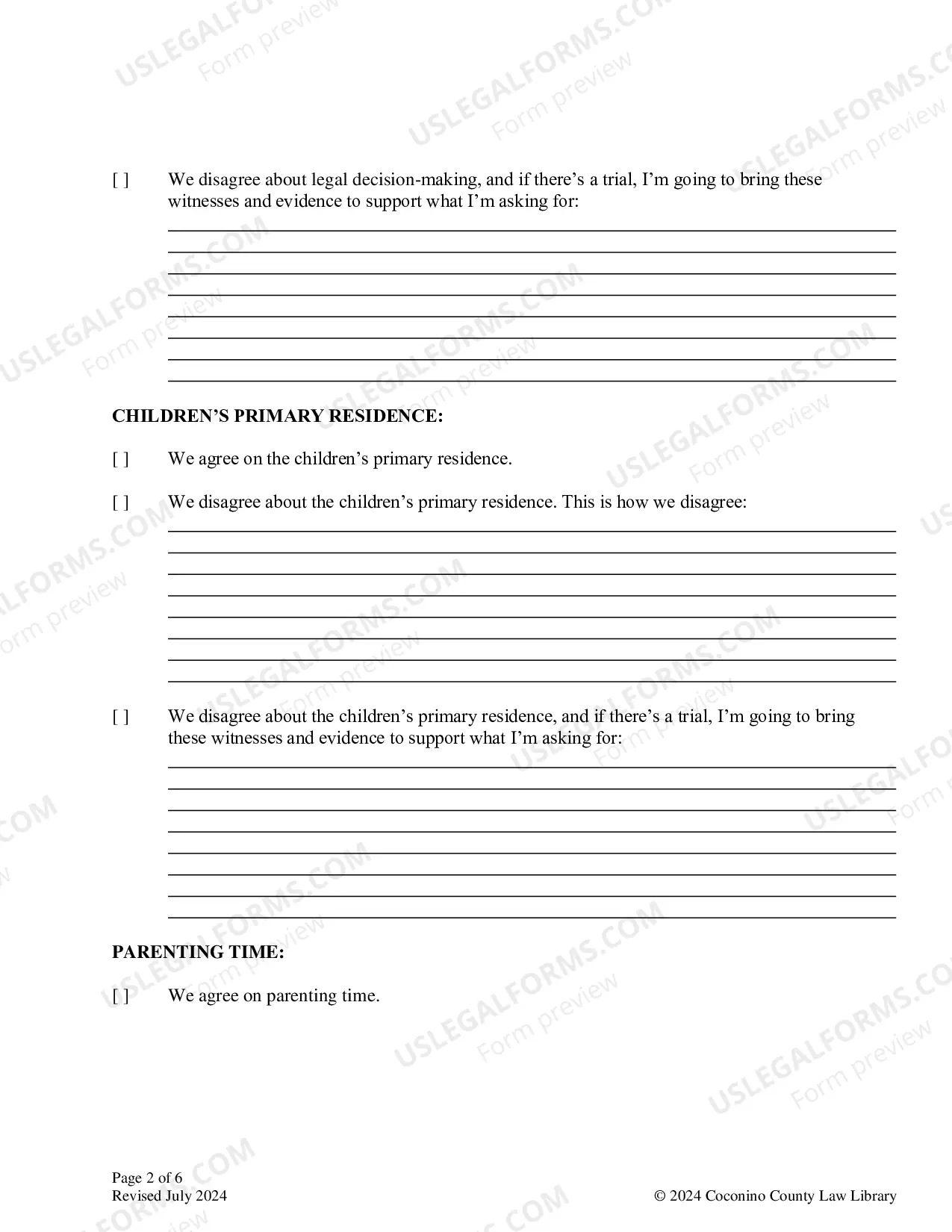 Preview Settlement Conference Memorandum: For Divorce or Legal Separation With Children