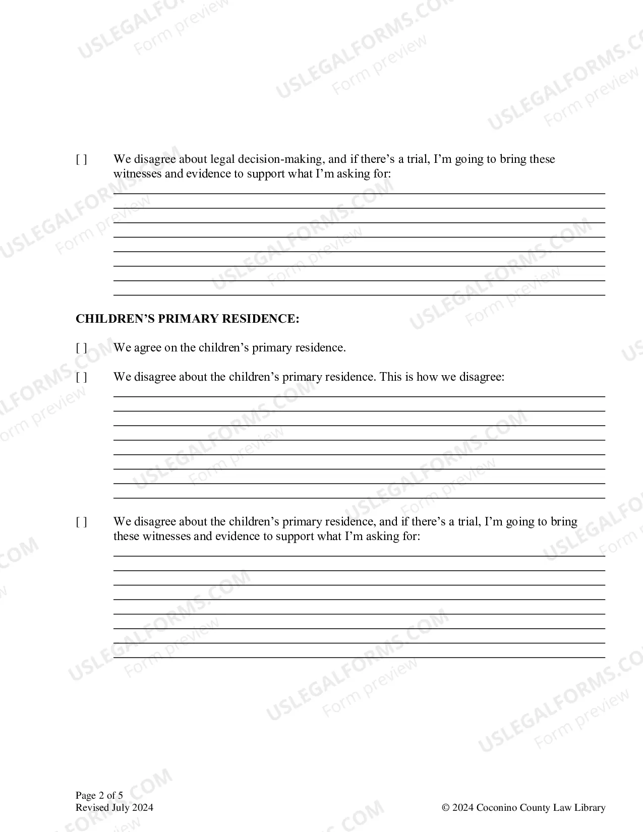 Preview Settlement Conference Memorandum: For Custody