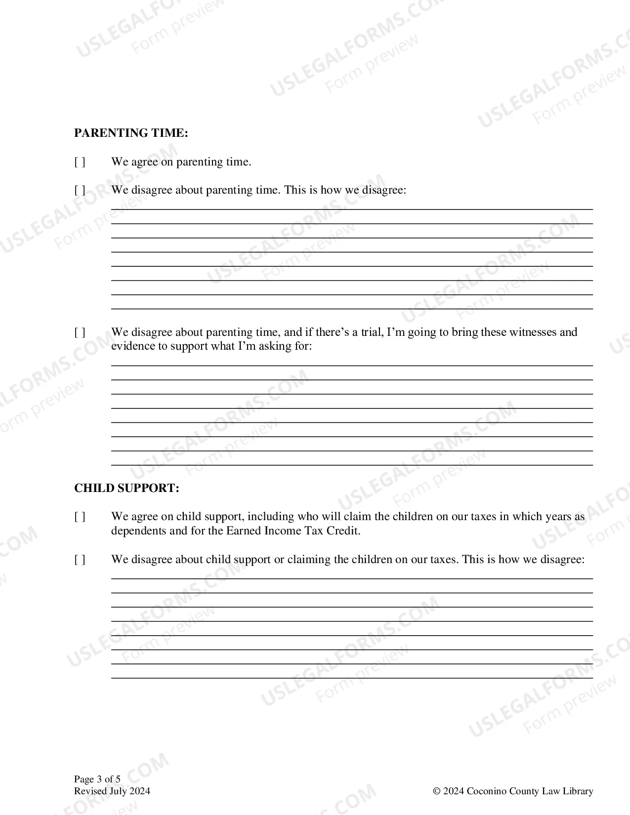 Preview Settlement Conference Memorandum: For Custody