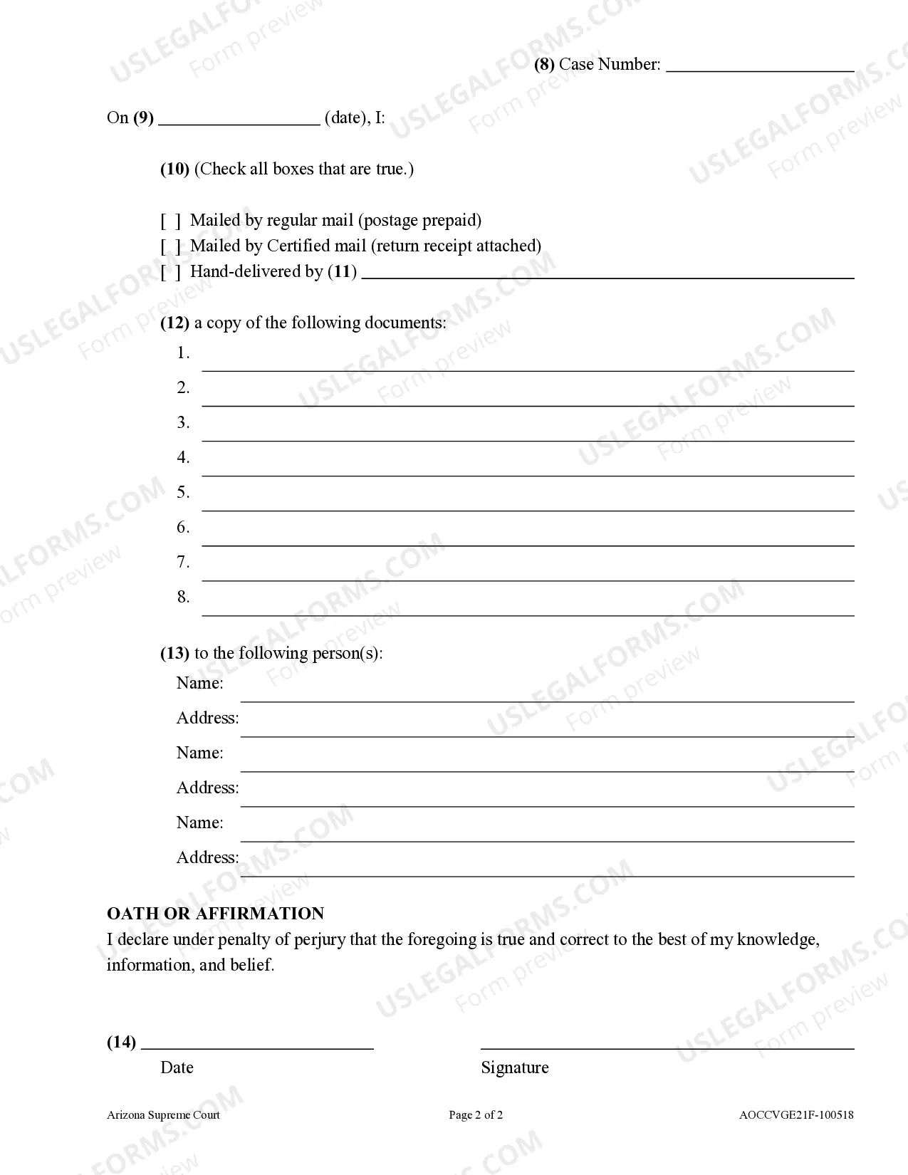 Preview Certificate of Service