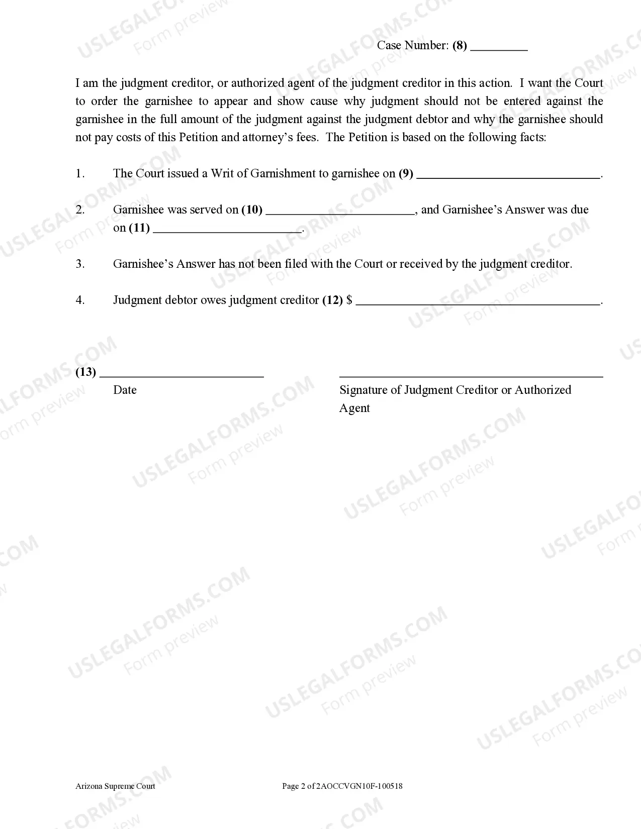 Preview Petition for Order to Show Cause Regarding Garnishee's Default