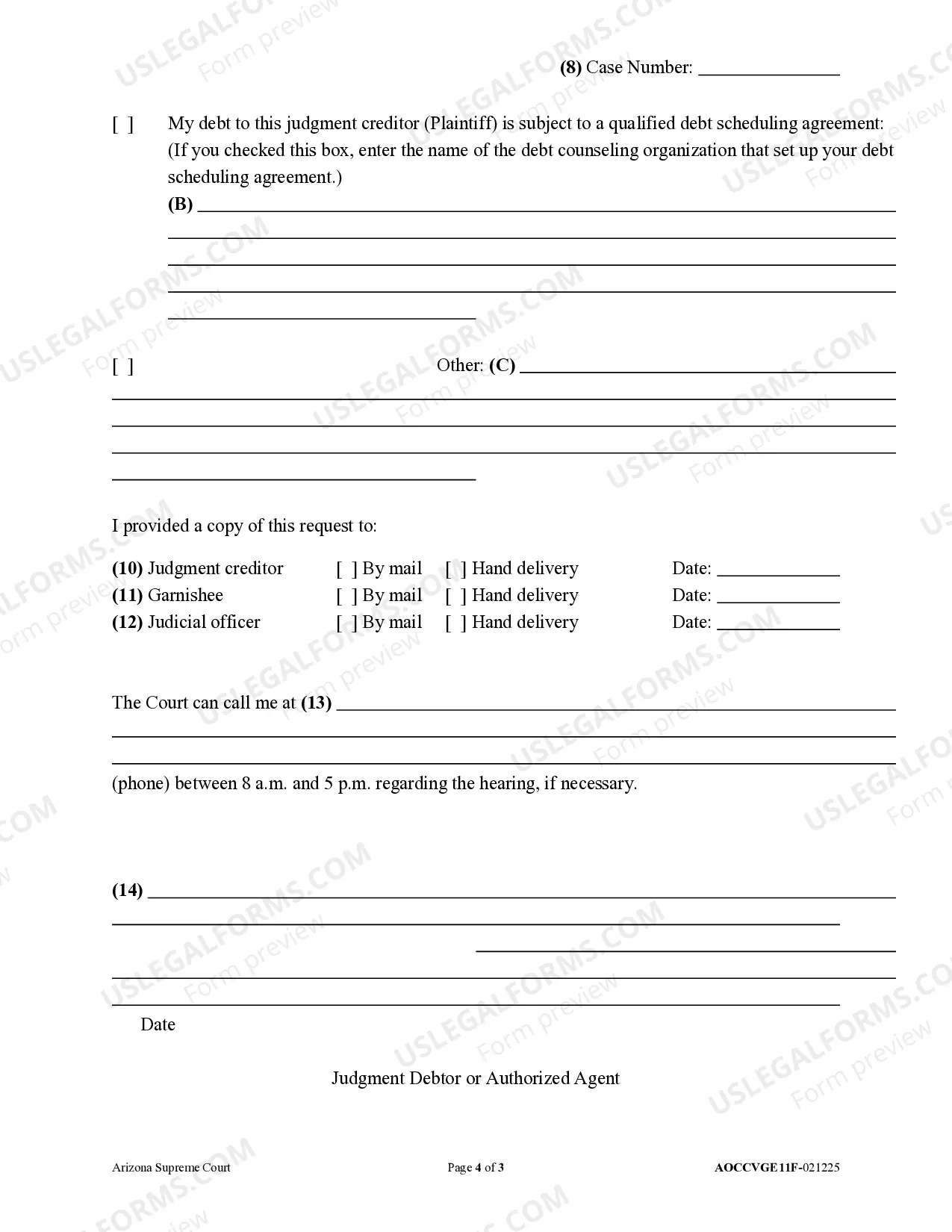 Preview Request for Hearing on Garnishment