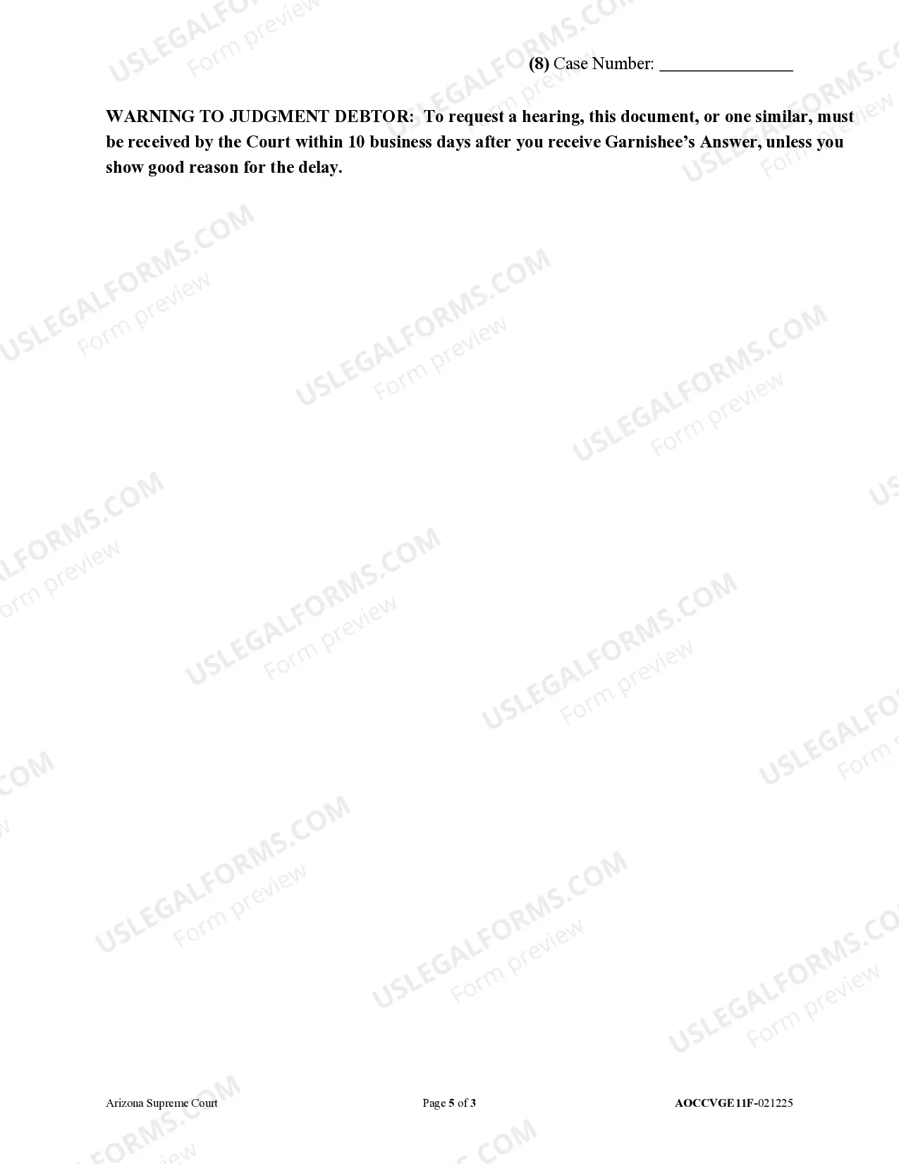 Preview Request for Hearing on Garnishment