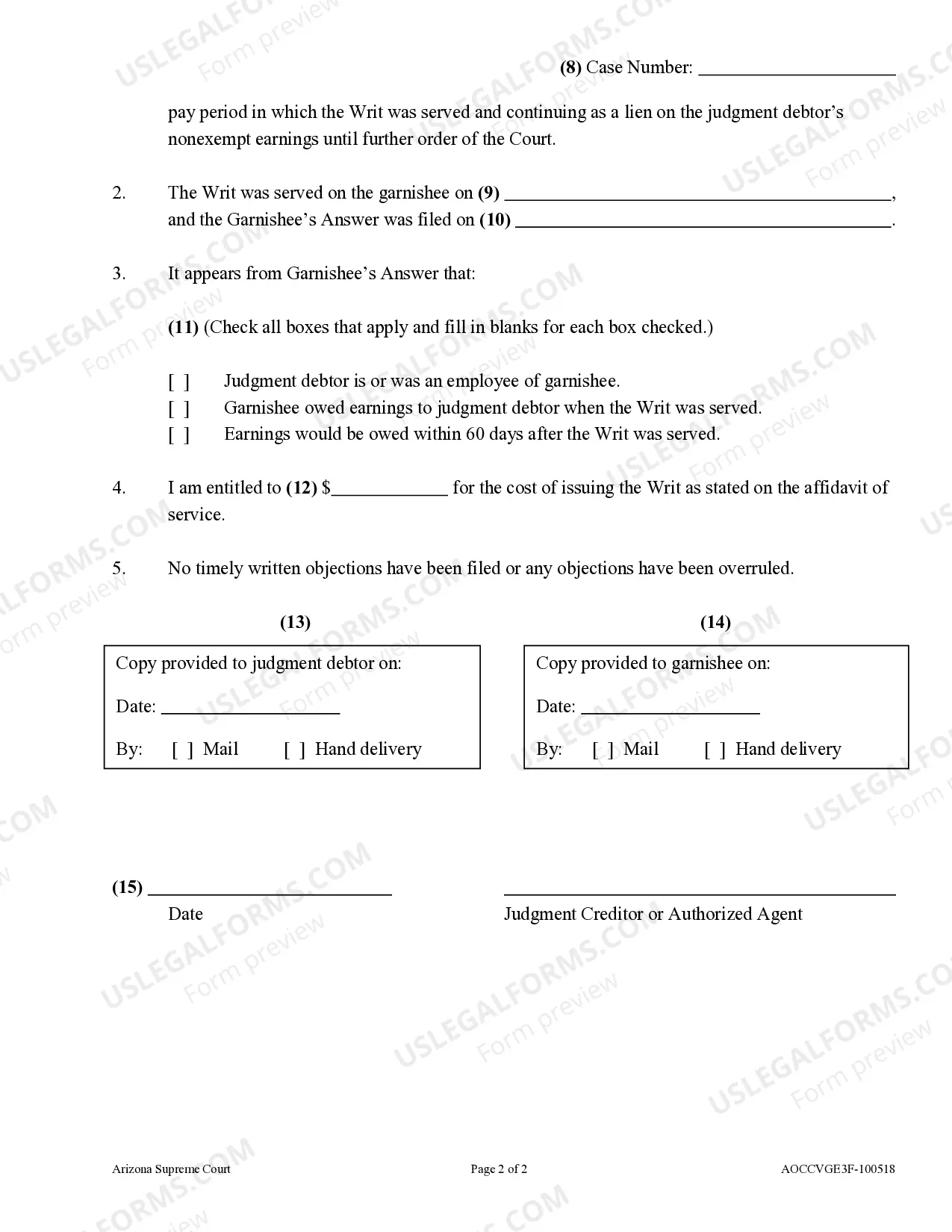 Preview Application for Order of Continuing Lien