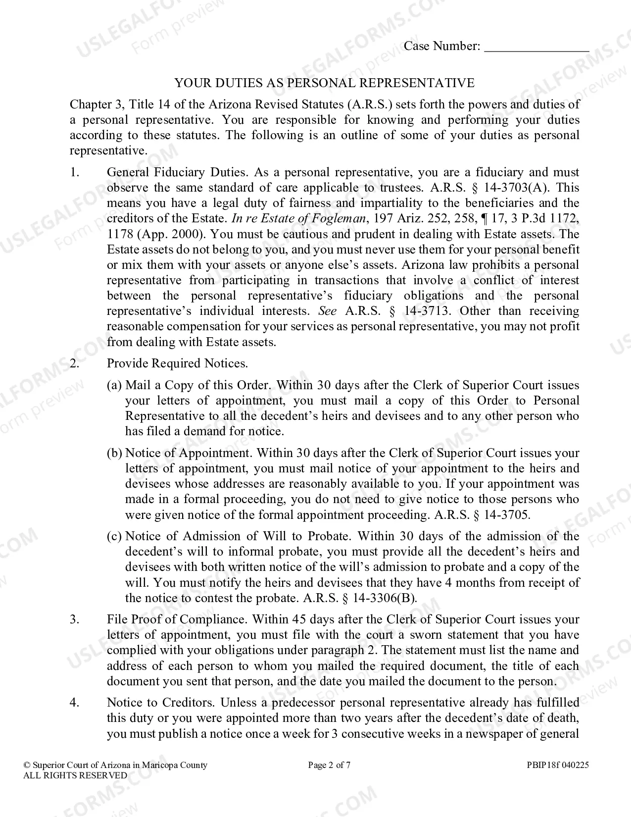 Preview Order to Personal Representative and Acknowledgment and Information to Heirs