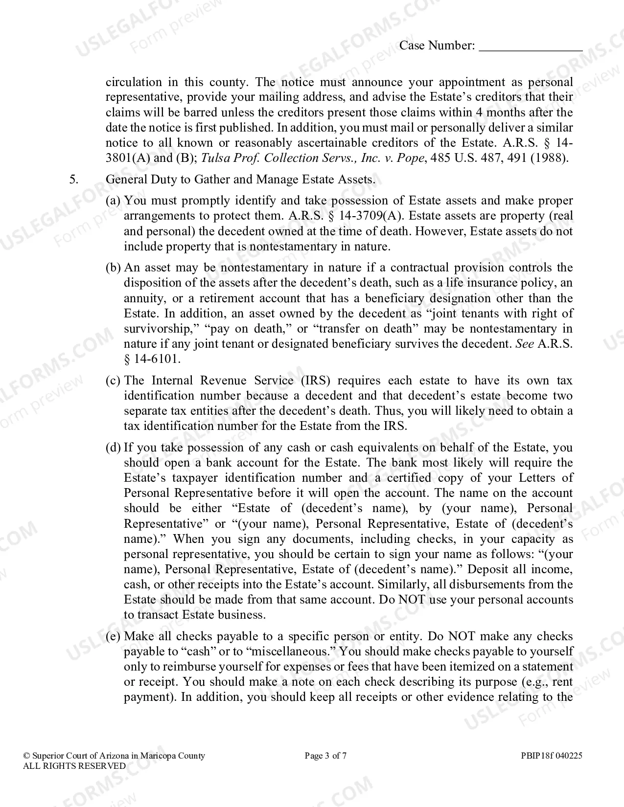 Preview Order to Personal Representative and Acknowledgment and Information to Heirs