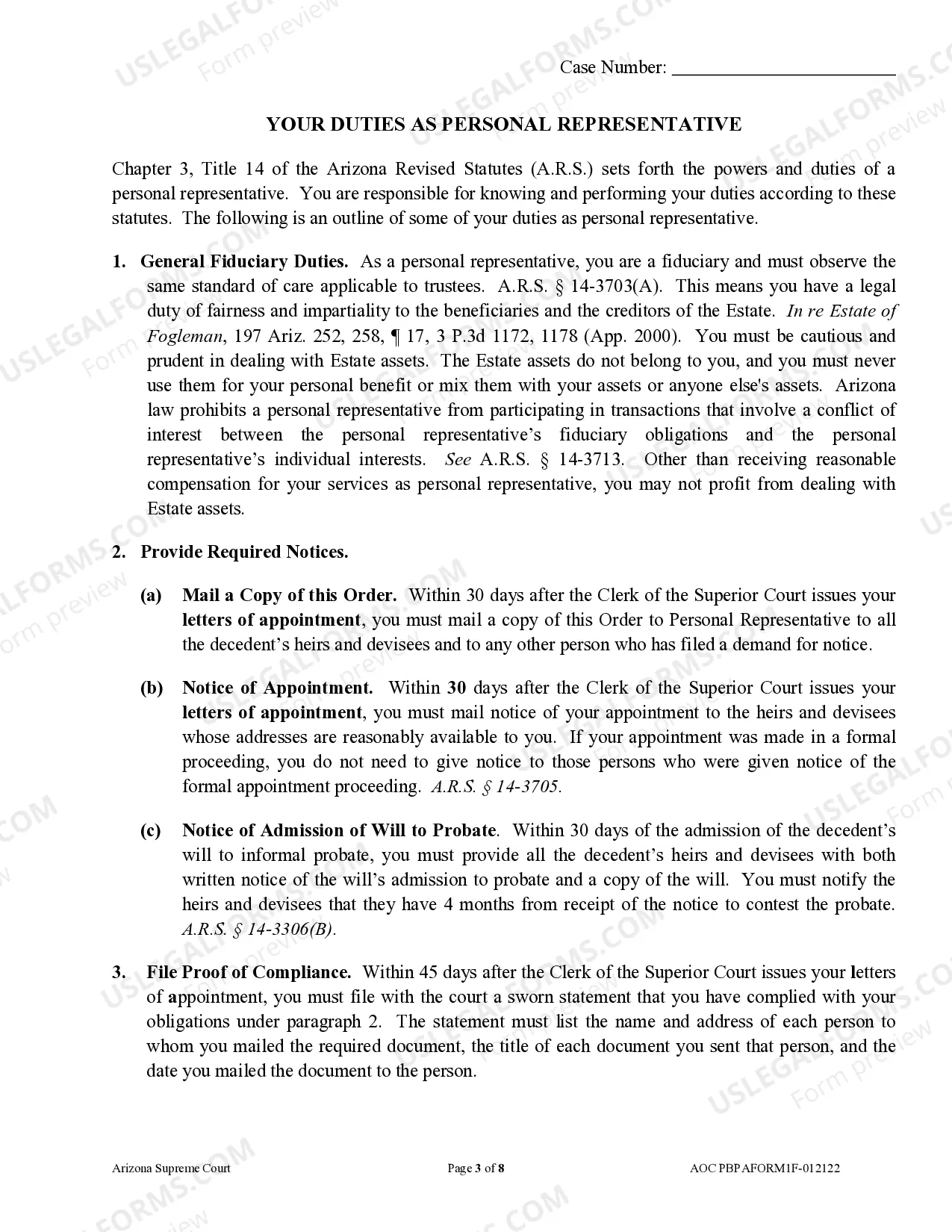 Preview Order To Personal Representative and Acknowledgement and Information to Heirs/Devisees