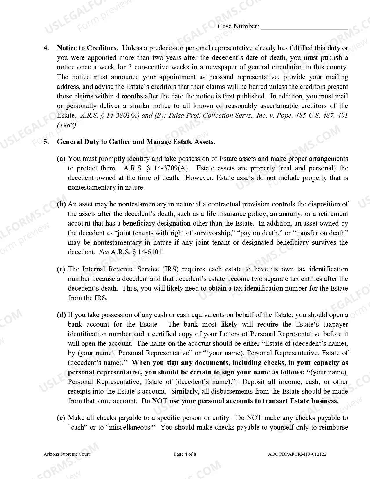 Preview Order To Personal Representative and Acknowledgement and Information to Heirs/Devisees