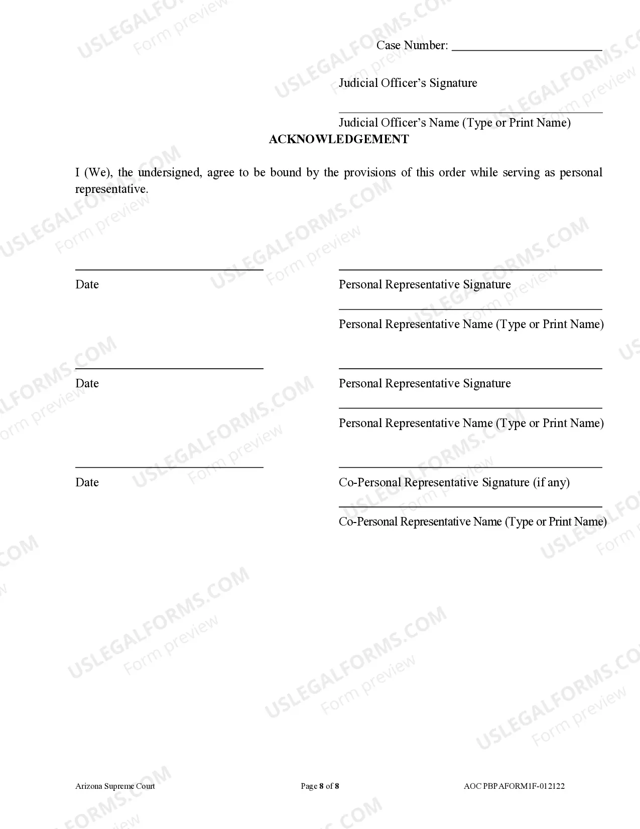 Preview Order To Personal Representative and Acknowledgement and Information to Heirs/Devisees