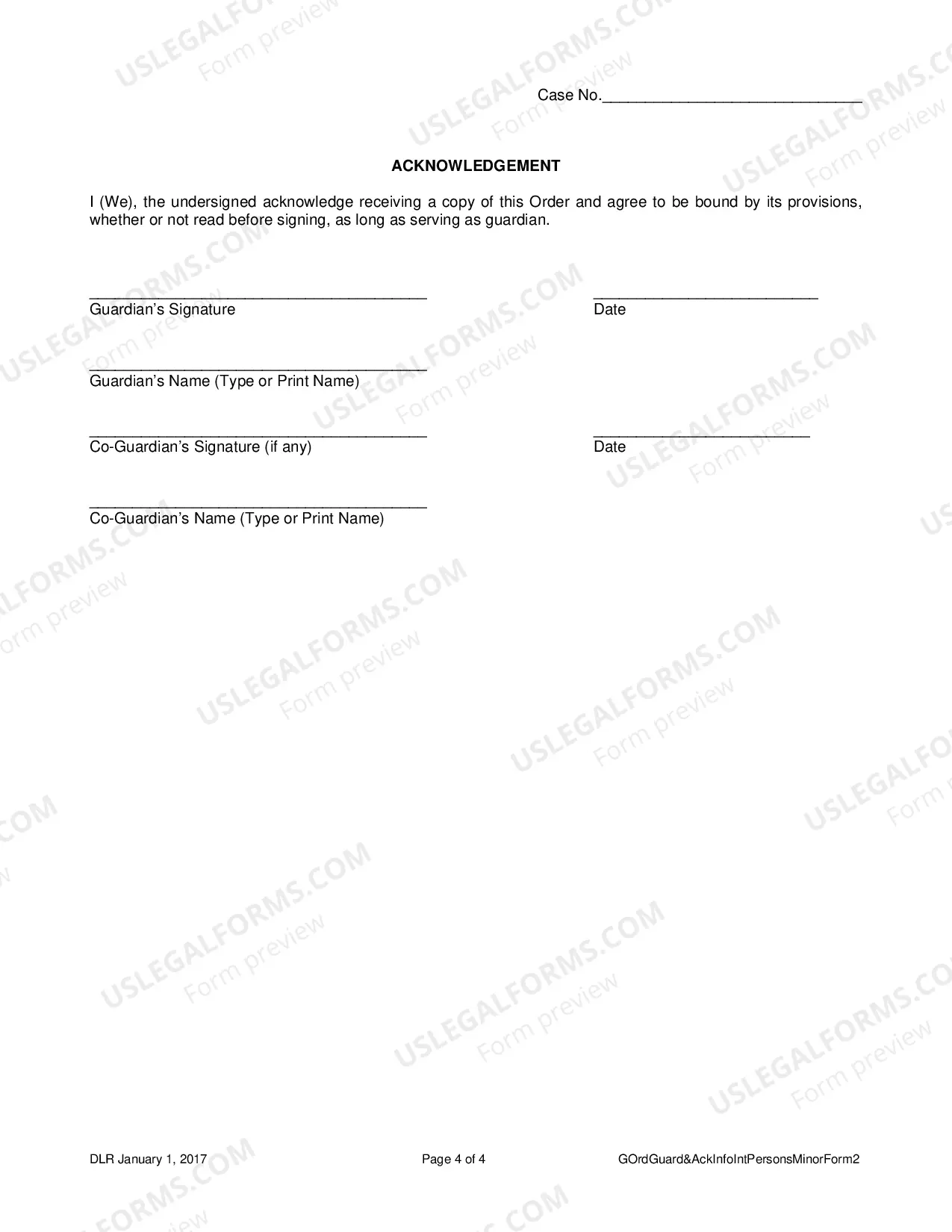 Preview Order to Guardian and Acknowledgement and Information to Interested Persons