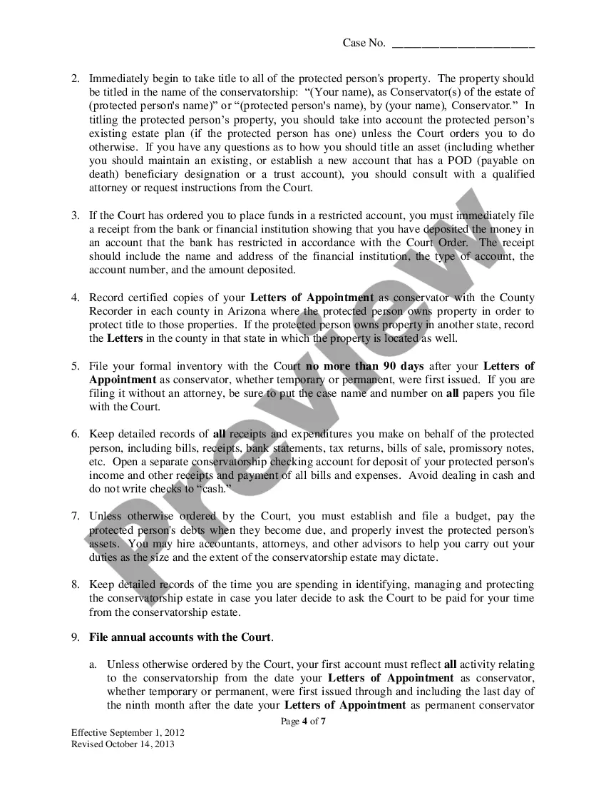 Preview Order to Guardian and Conservator and Acknowledgement and Information to Interested Persons