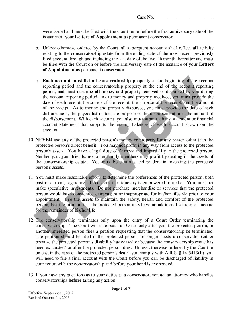 Preview Order to Guardian and Conservator and Acknowledgement and Information to Interested Persons
