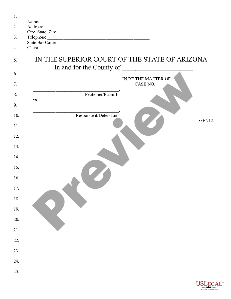 form Pleading Paper with Superior Court Heading preview