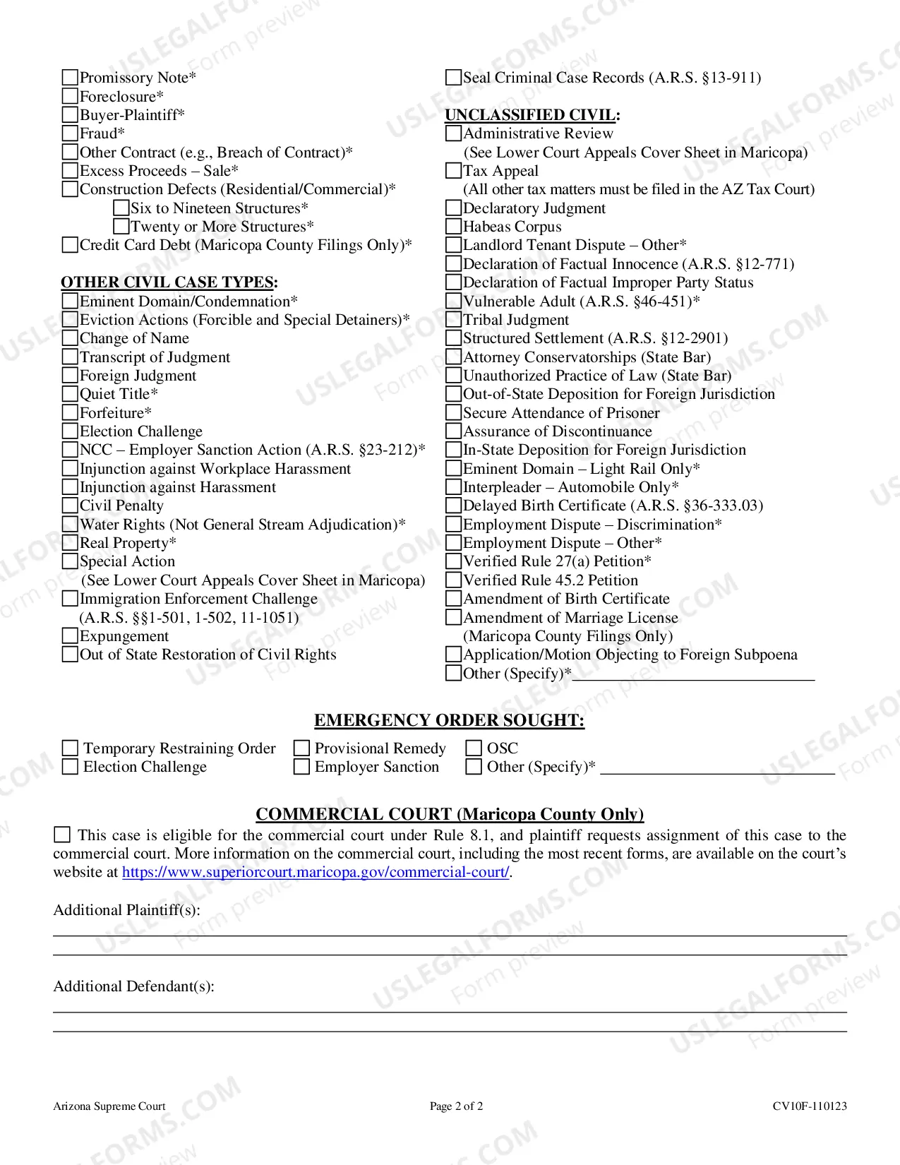 Preview Pima Civil Cover Sheet