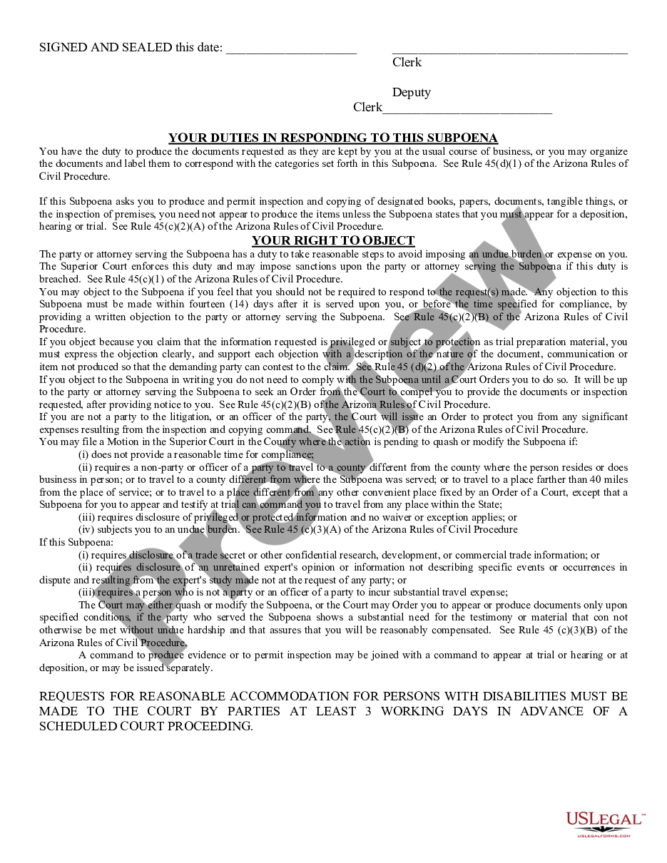 page 1 DR Subpoena preview