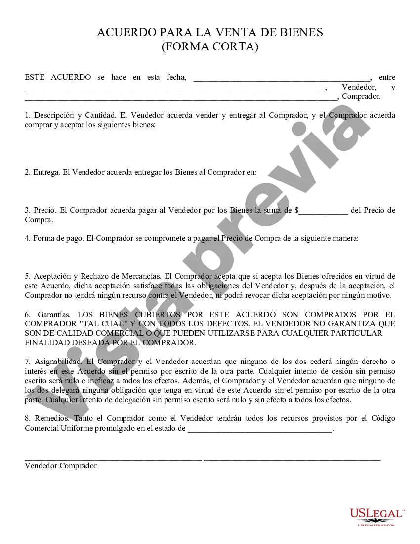 Preview Venta de Bienes, Forma Corta