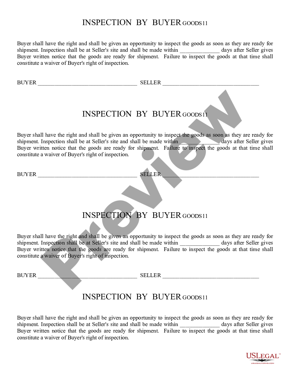 page 0 Inspection form by Buyer preview