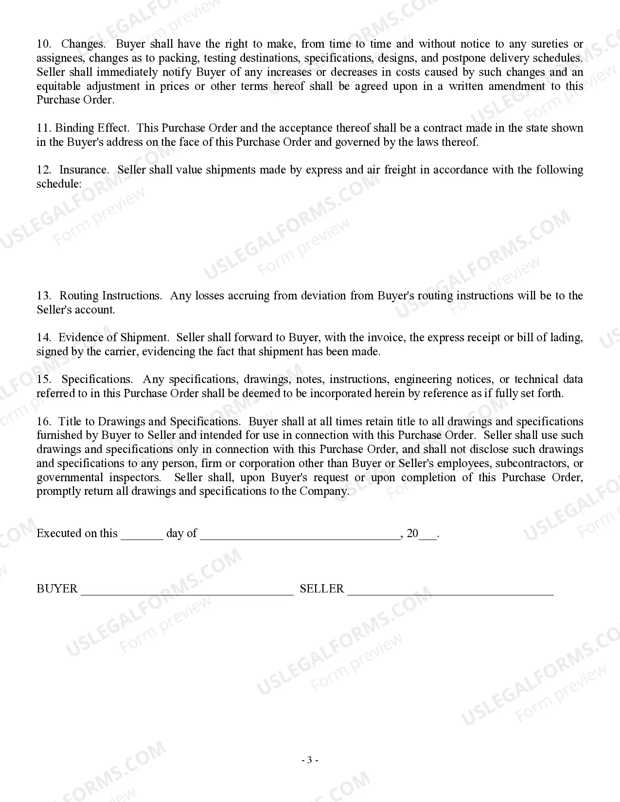 Preview Purchase Order, Standard