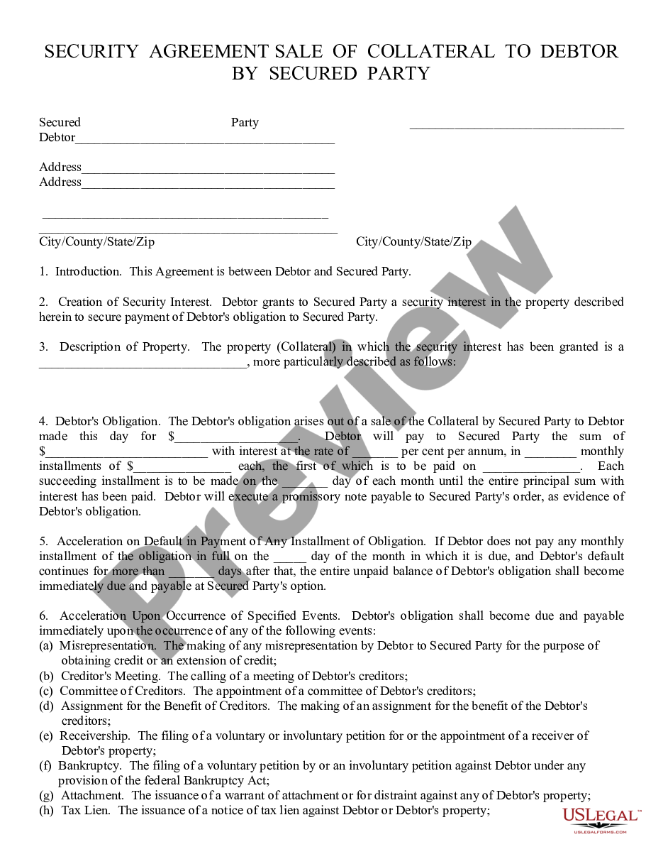 page 0 Security Agreement preview