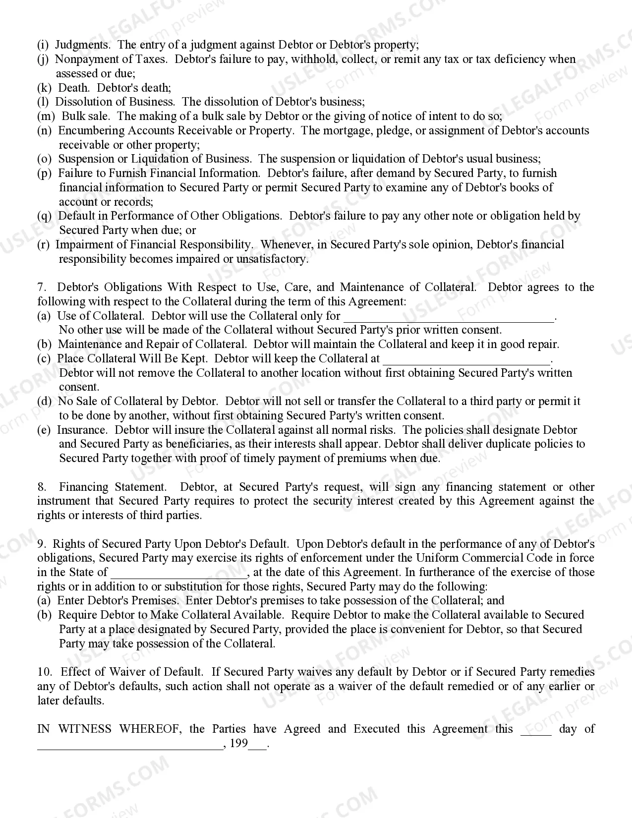 Preview Security Agreement