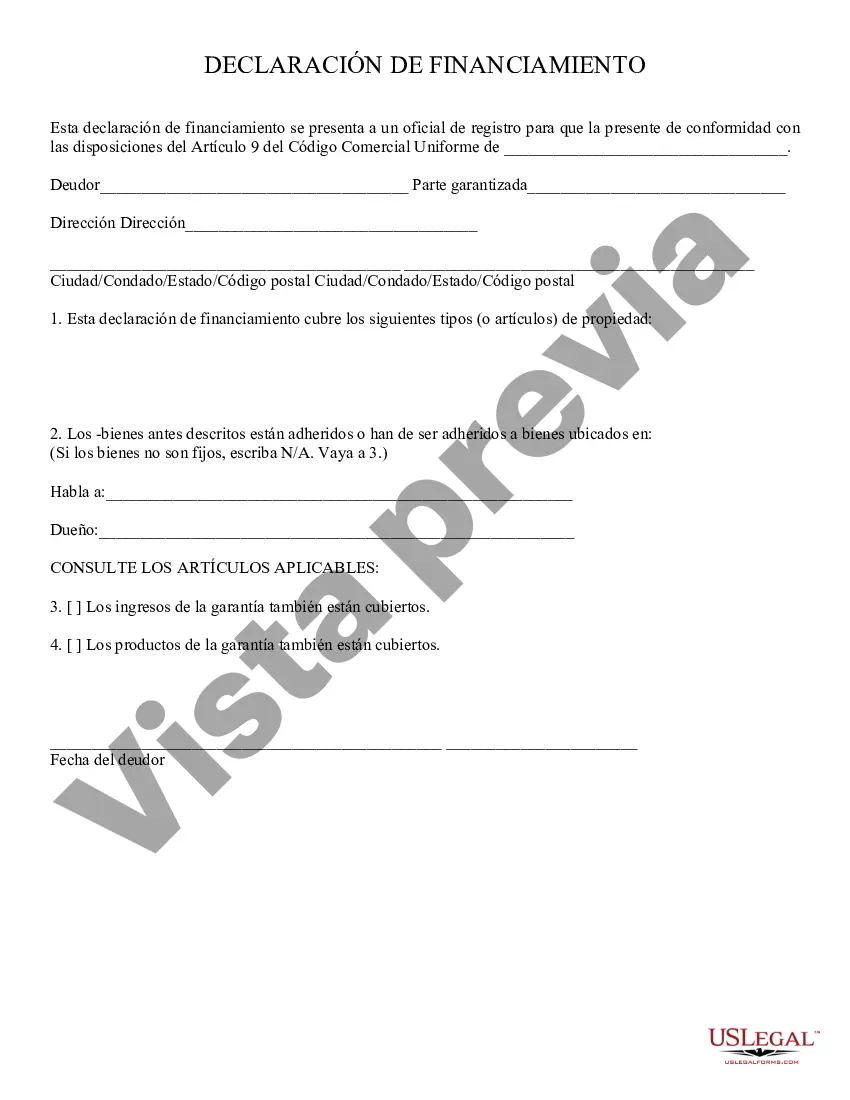 Preview Declaración de Financiamiento