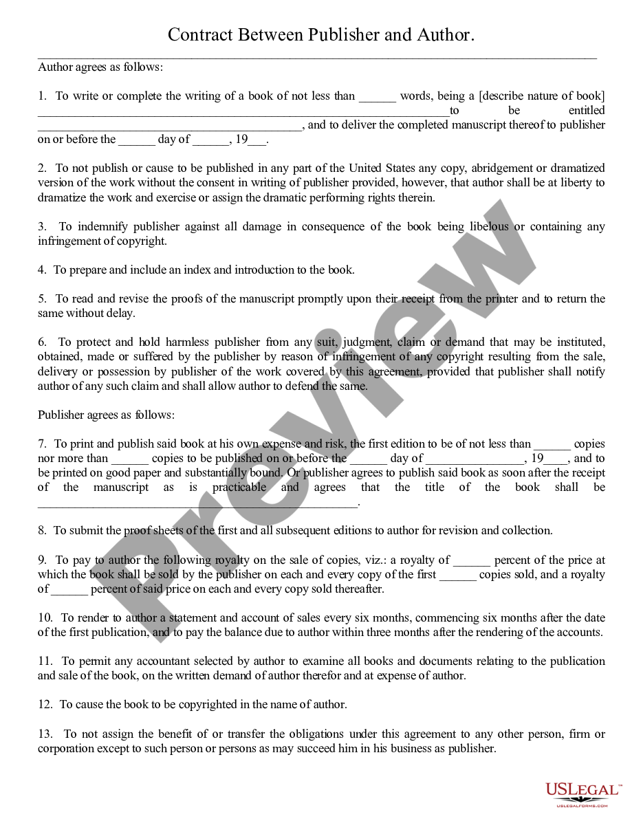 page 3 Agreement Between Publisher and Author preview