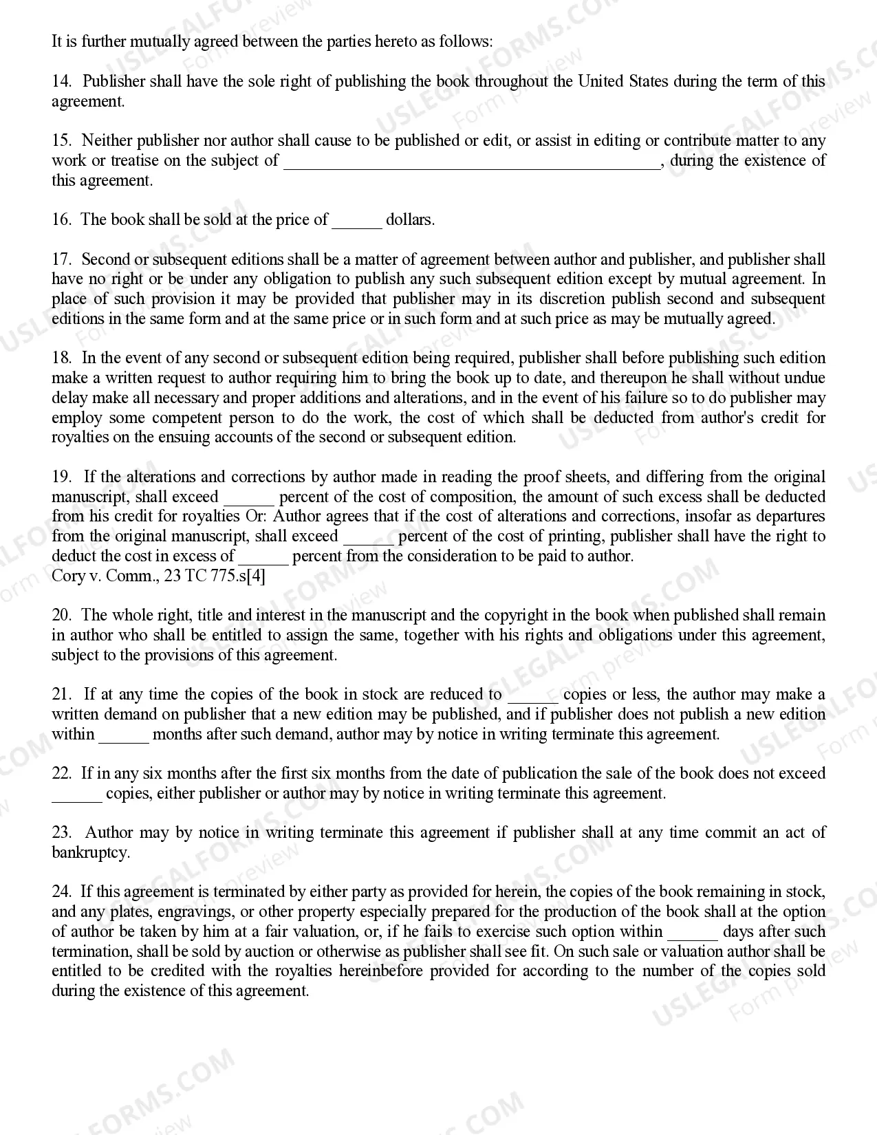 Preview Agreement Between Publisher and Author