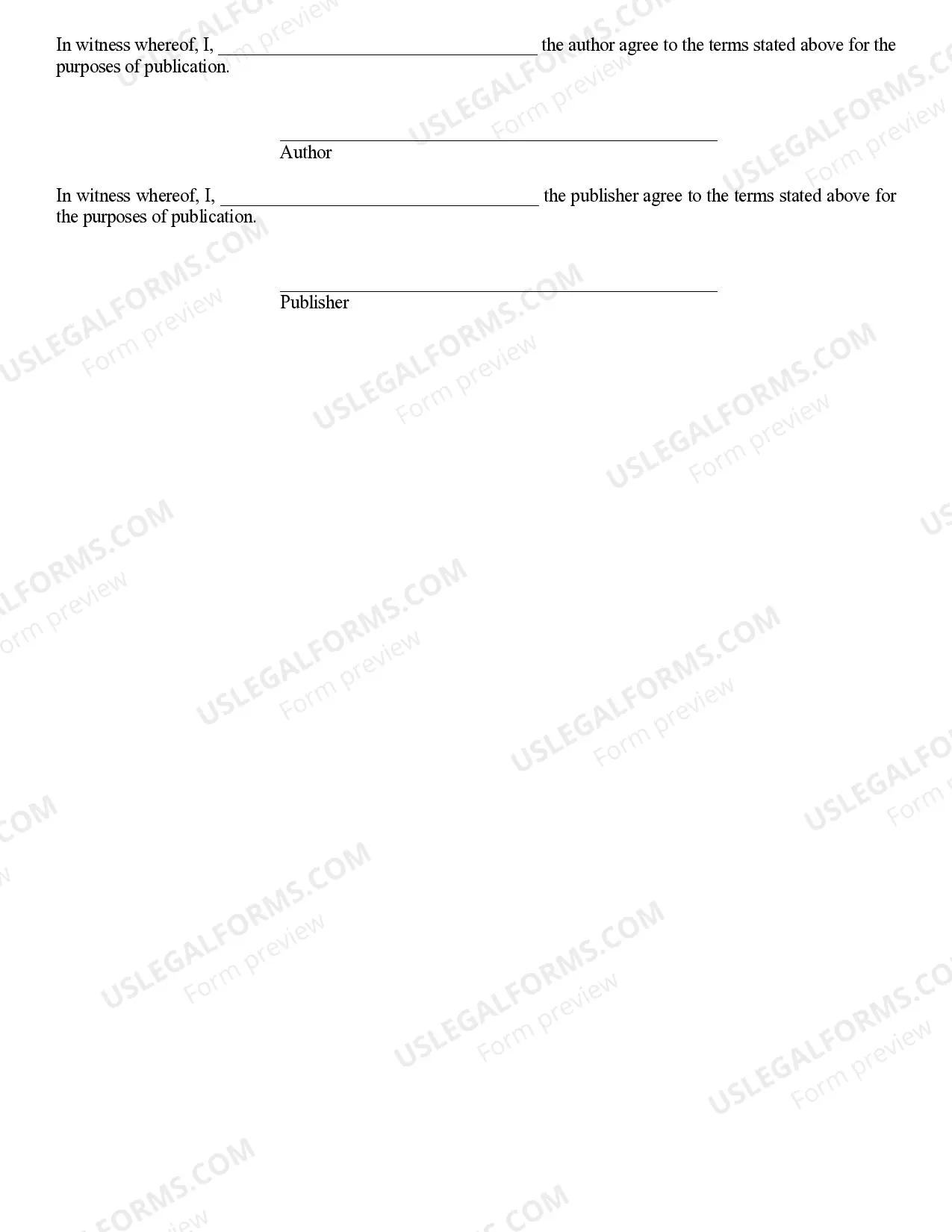 Preview Agreement Between Publisher and Author