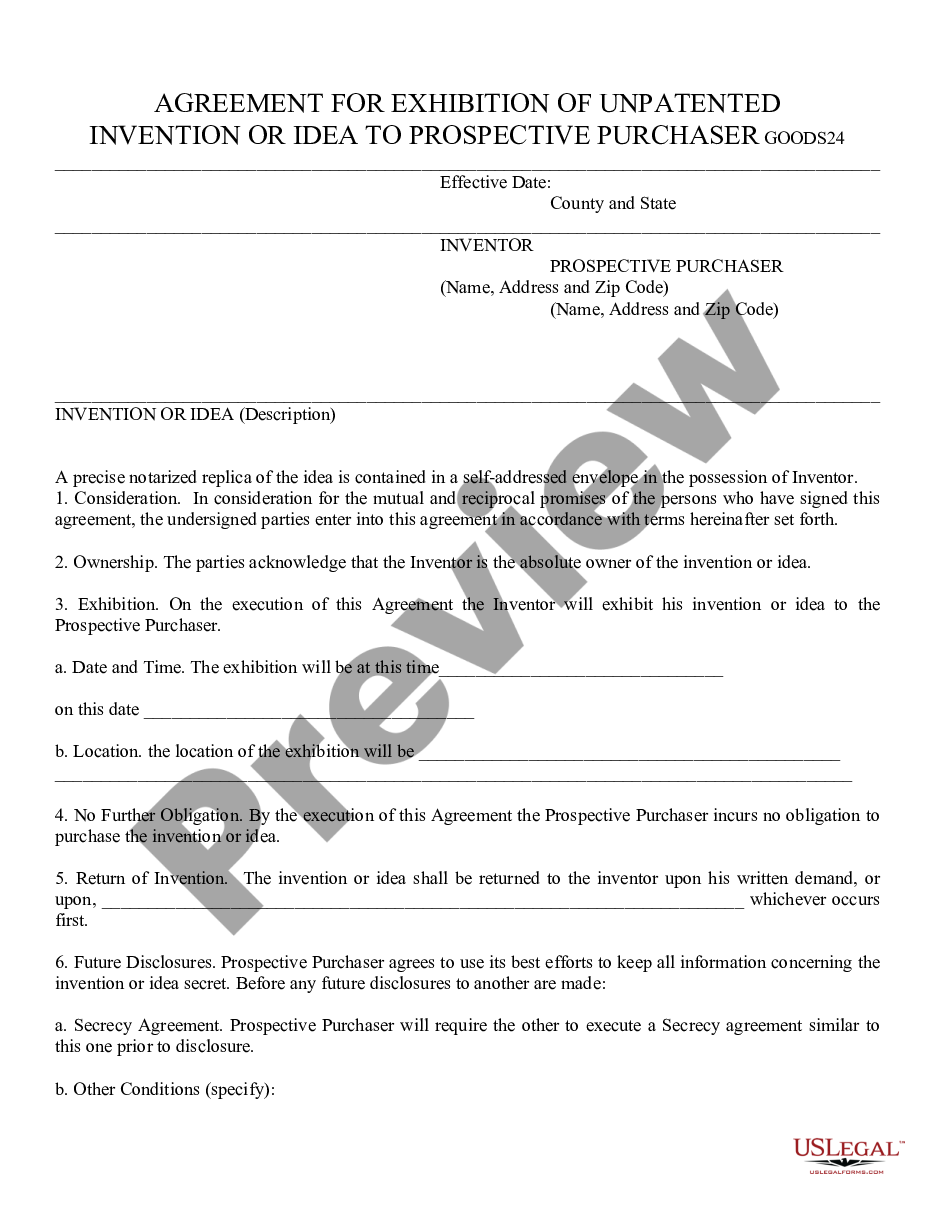 form Agreement for Exhibition preview