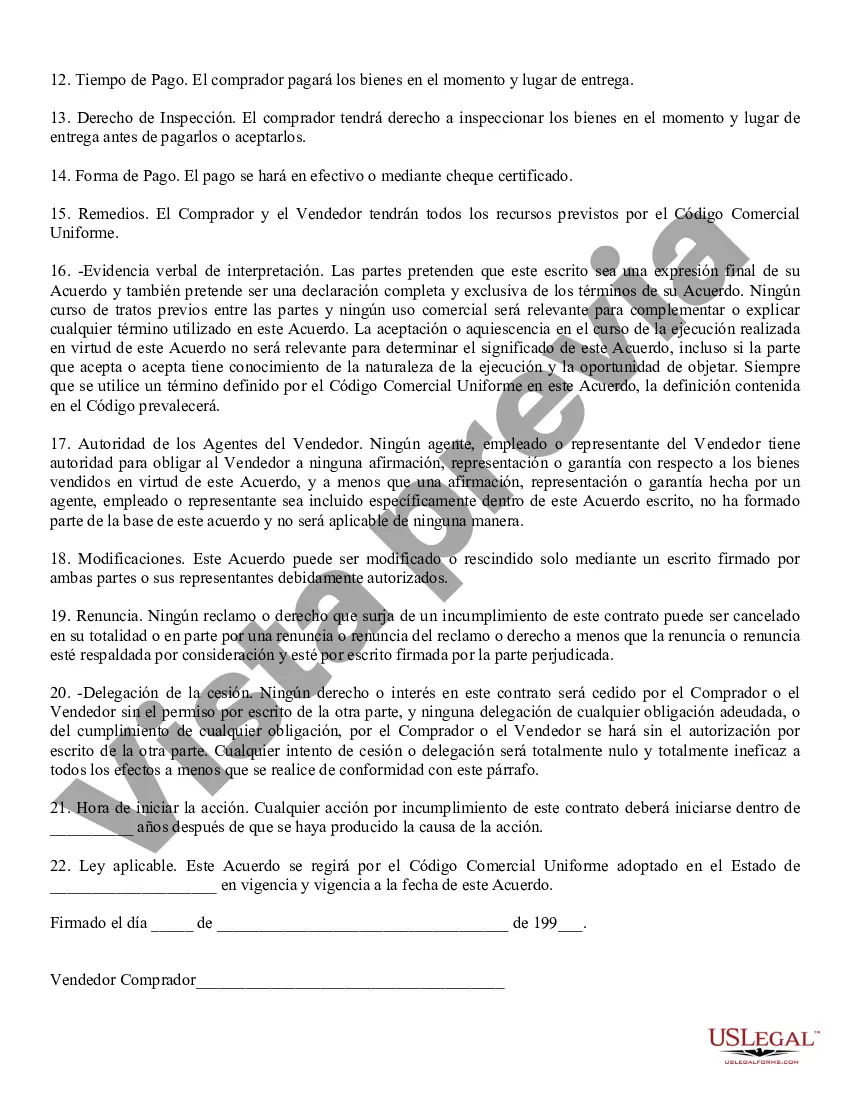 Preview Contrato - Venta de Bienes