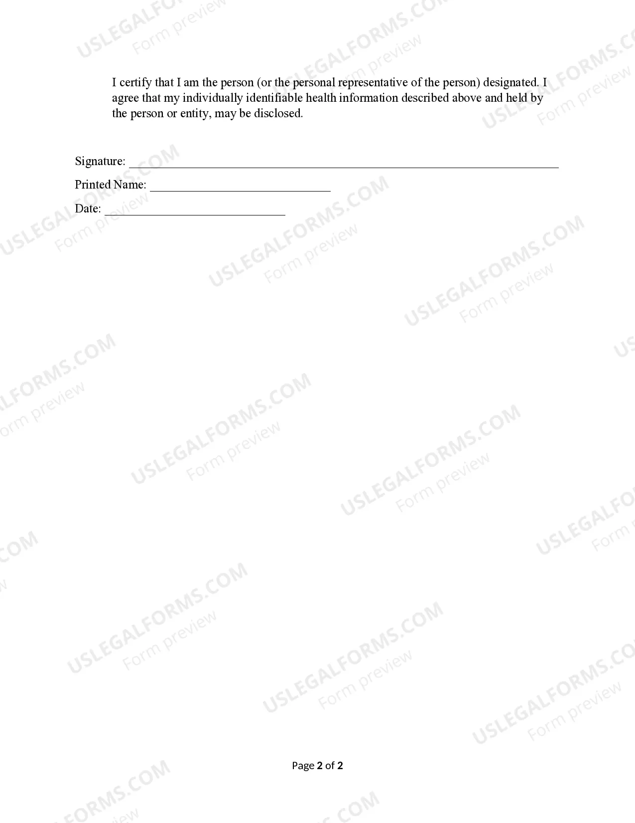 Preview Arizona HIPAA Authorization