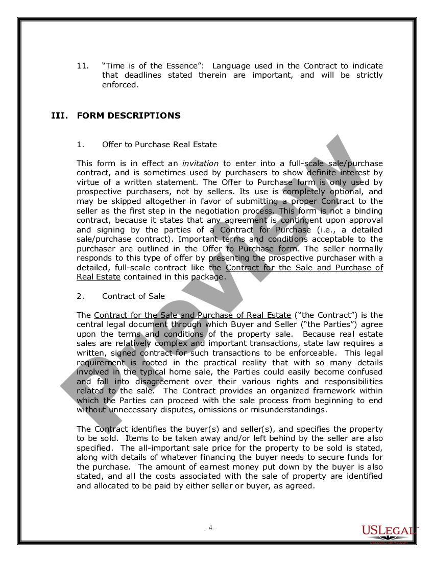 page 3 Real Estate Home Sales Package with Offer to Purchase, Contract of Sale, Disclosure Statements and more for Residential House preview
