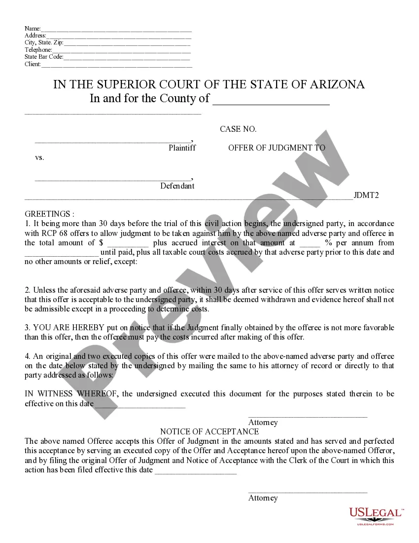 Preview Offer of Judgment to