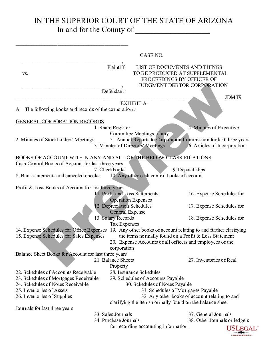 page 0 List of Documents in Supplemental Proceedings preview