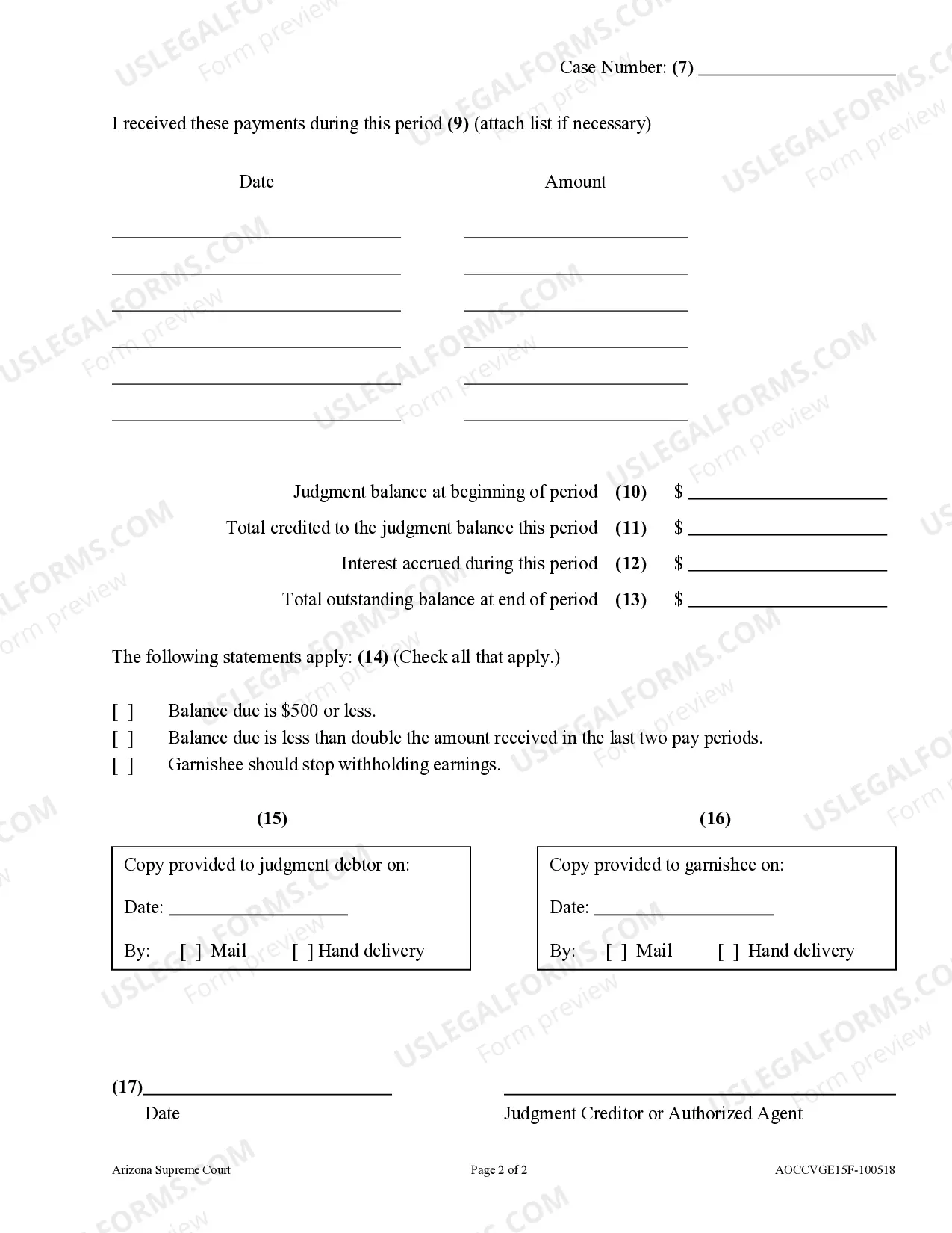 Preview Creditors Garnishment Report