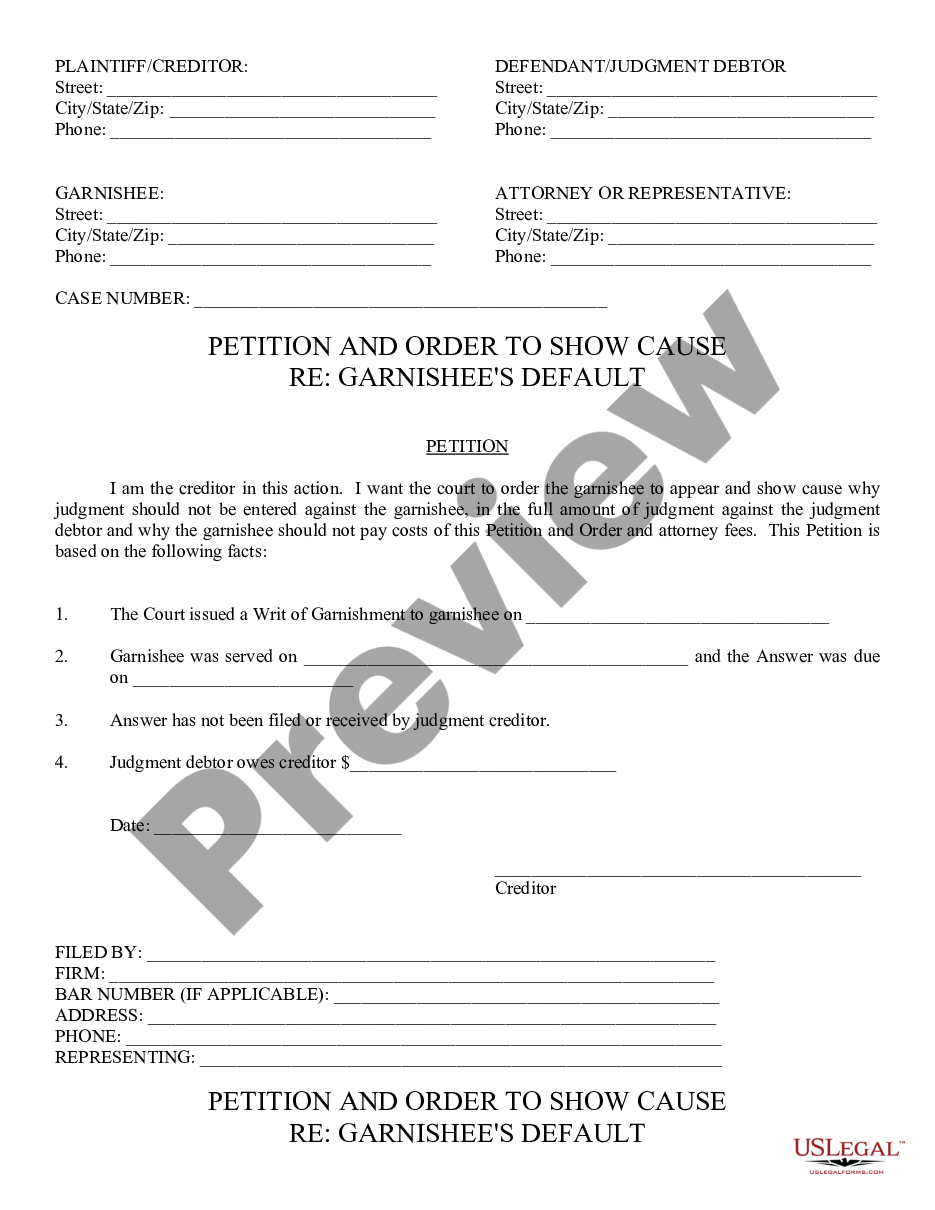 page 0 Petition OSC regarding Garnishee's Default preview