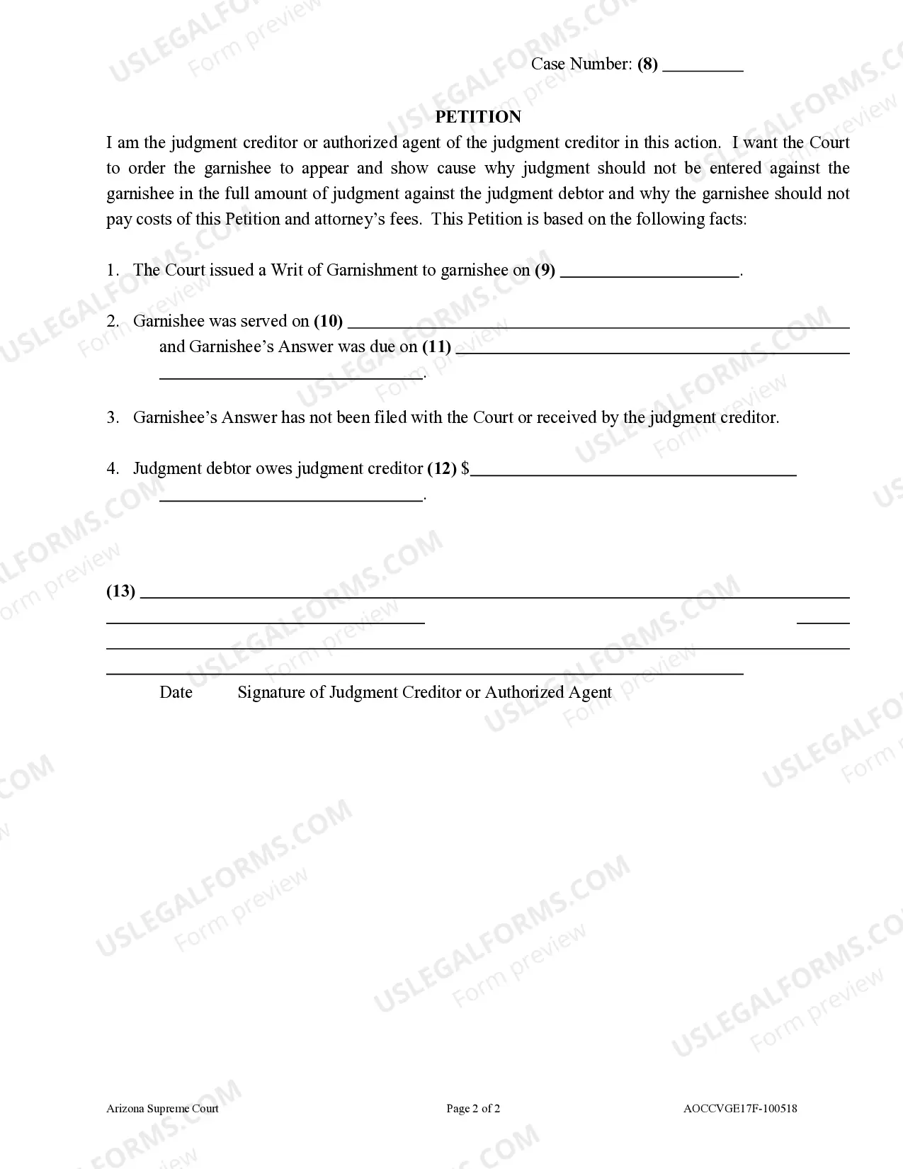 Preview Petition for Order to Show Cause Regarding Garnishee's Default
