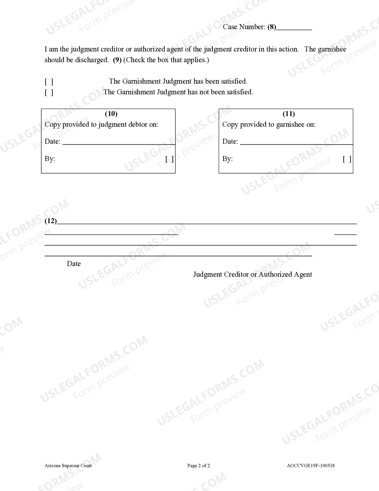 Preview Petition for Order Discharging Garnishee