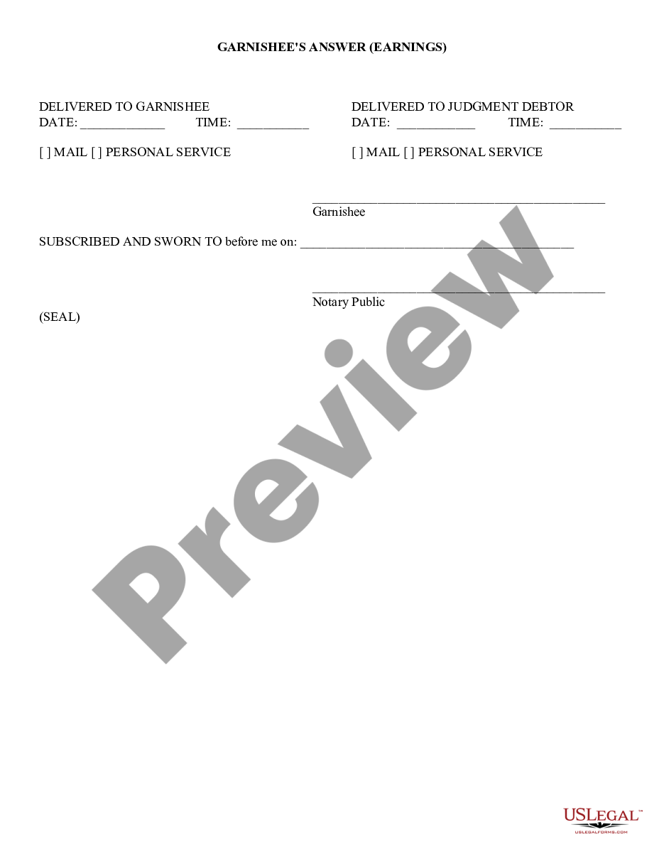 page 1 Garnishee Answer preview