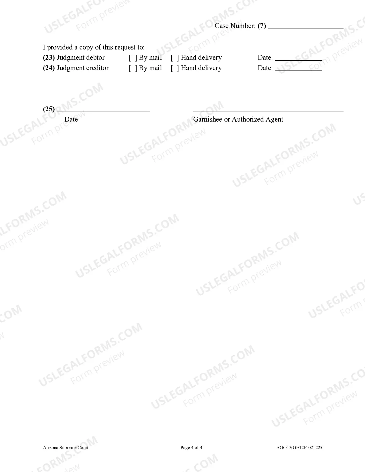 Preview Garnishee's Nonexempt Earnings Statement (Not for Support of a Person)