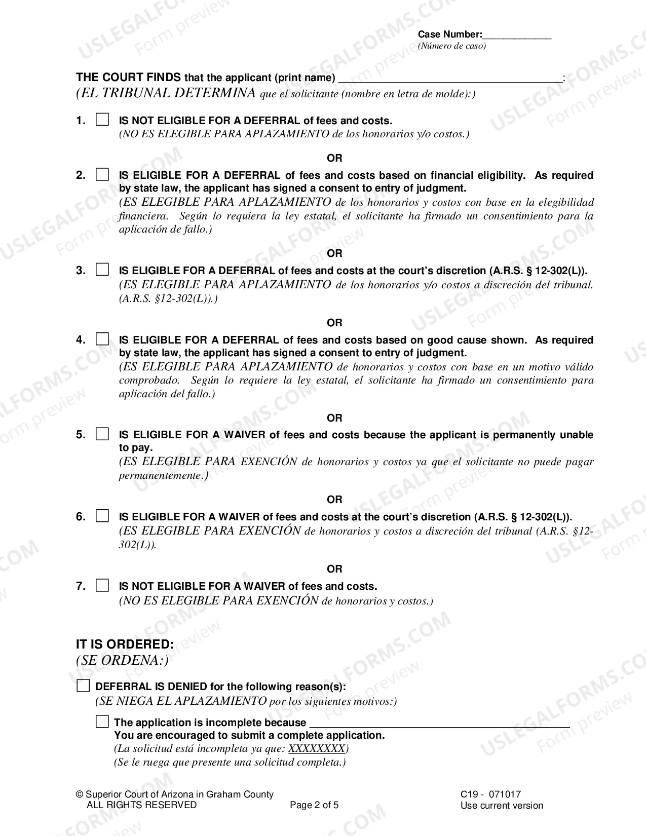 Preview Deferment / Exemptions (At the beginning of a case) C19-Spanish