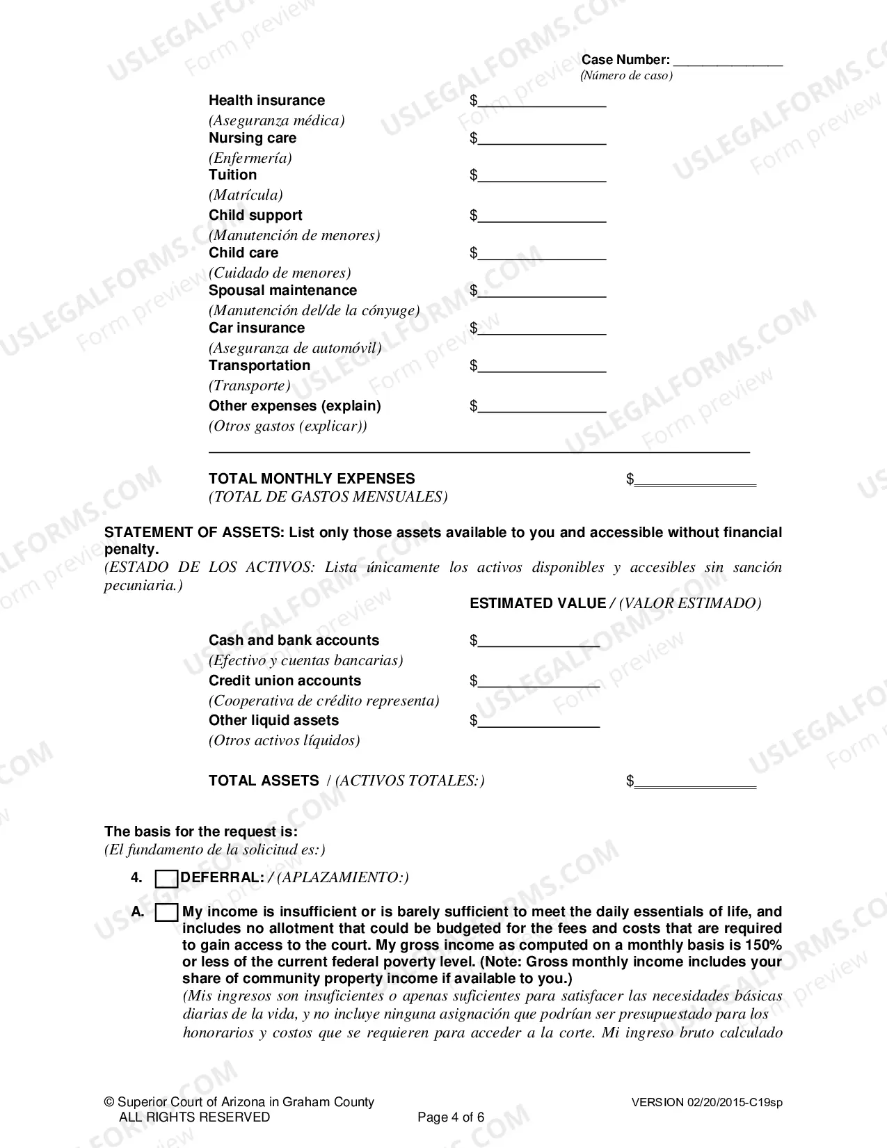 Preview Deferment / Exemptions (At the beginning of a case) C19-Spanish