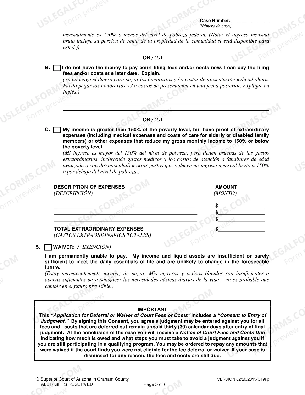 Preview Deferment / Exemptions (At the beginning of a case) C19-Spanish