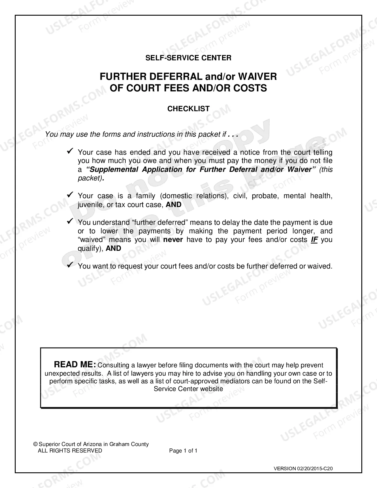 Preview Supplemental Deferral/WaiverC20