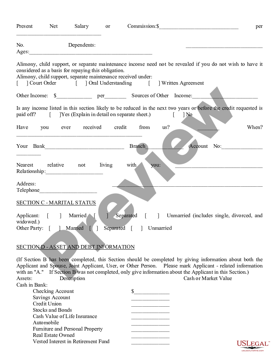 page 2 Consumer Loan Application preview