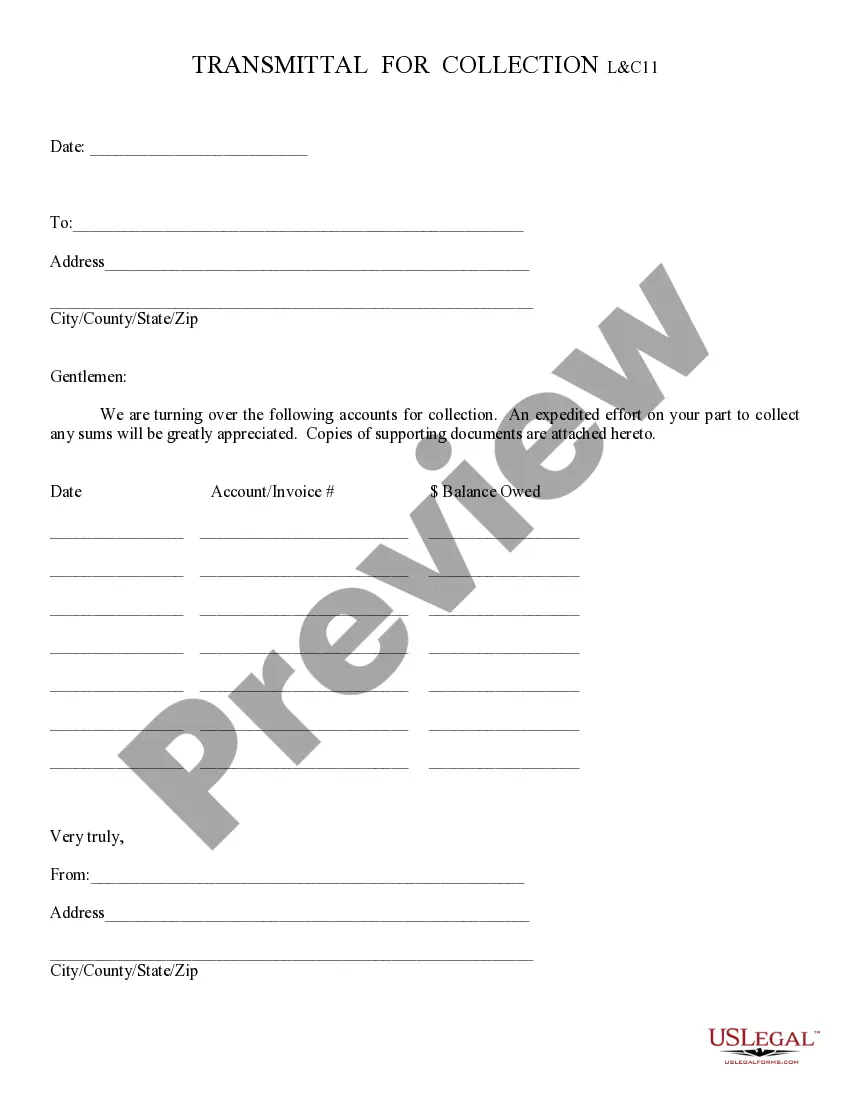 Get Transmittal for Collection Preview Transmittal for Collection