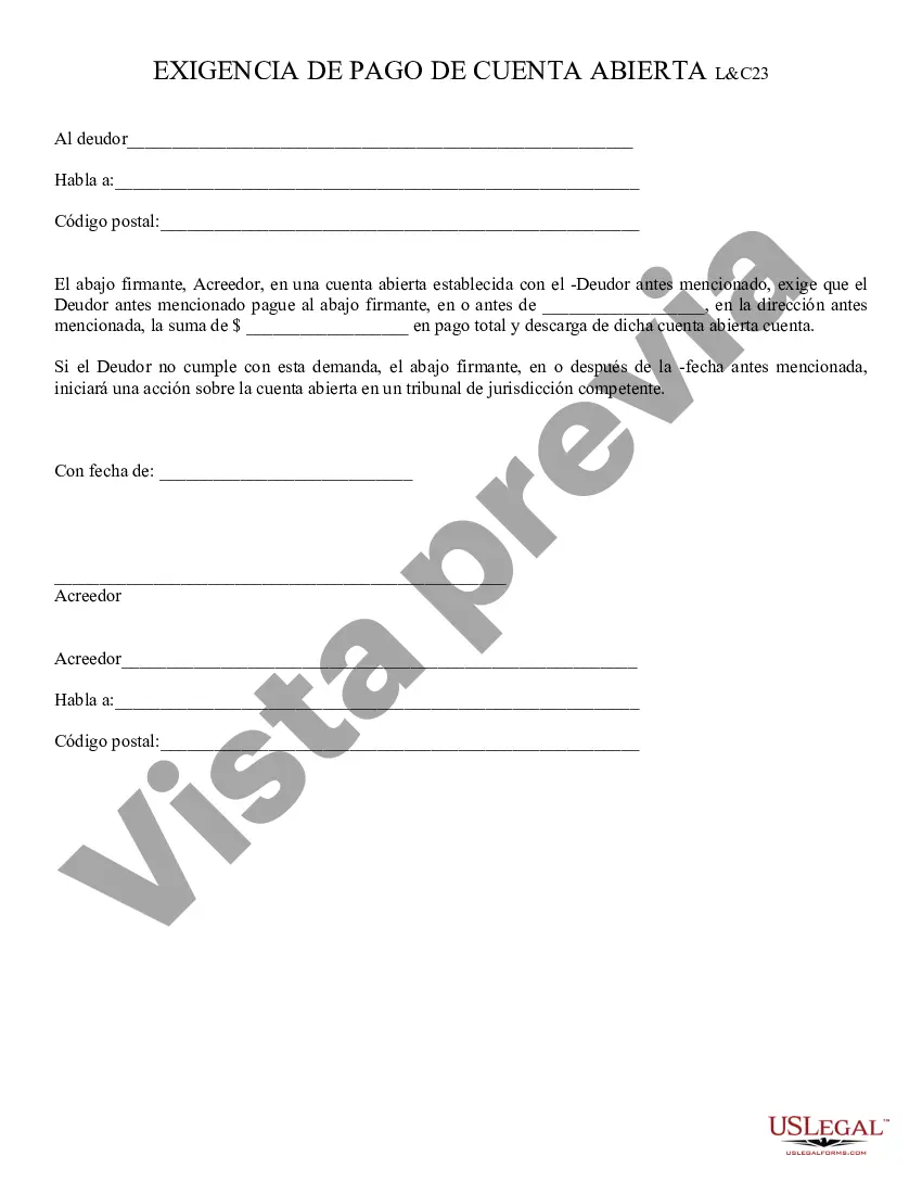 Preview Demanda de Pago, Abierta