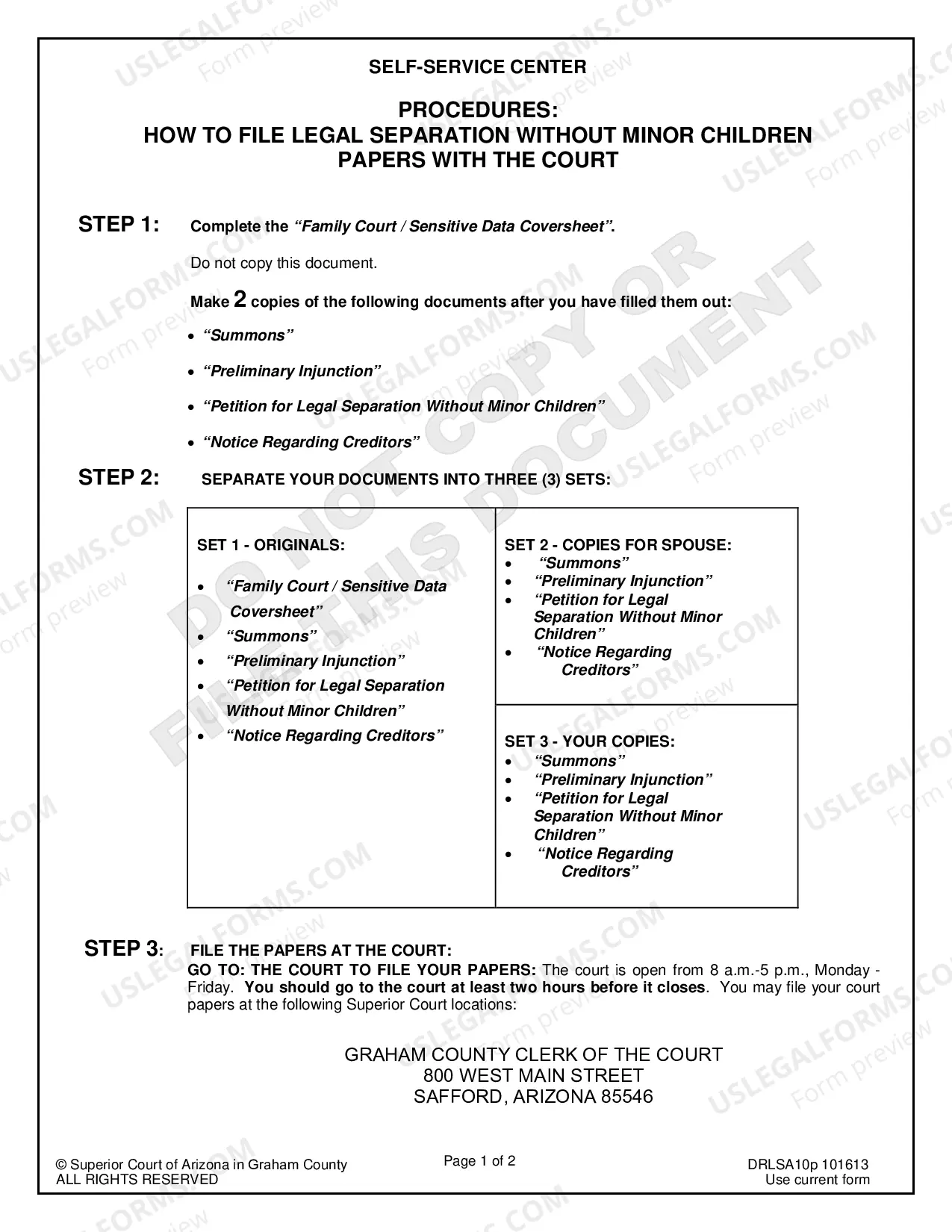 Preview Petition for Legal Separation without Minor Children for Petitioner Only