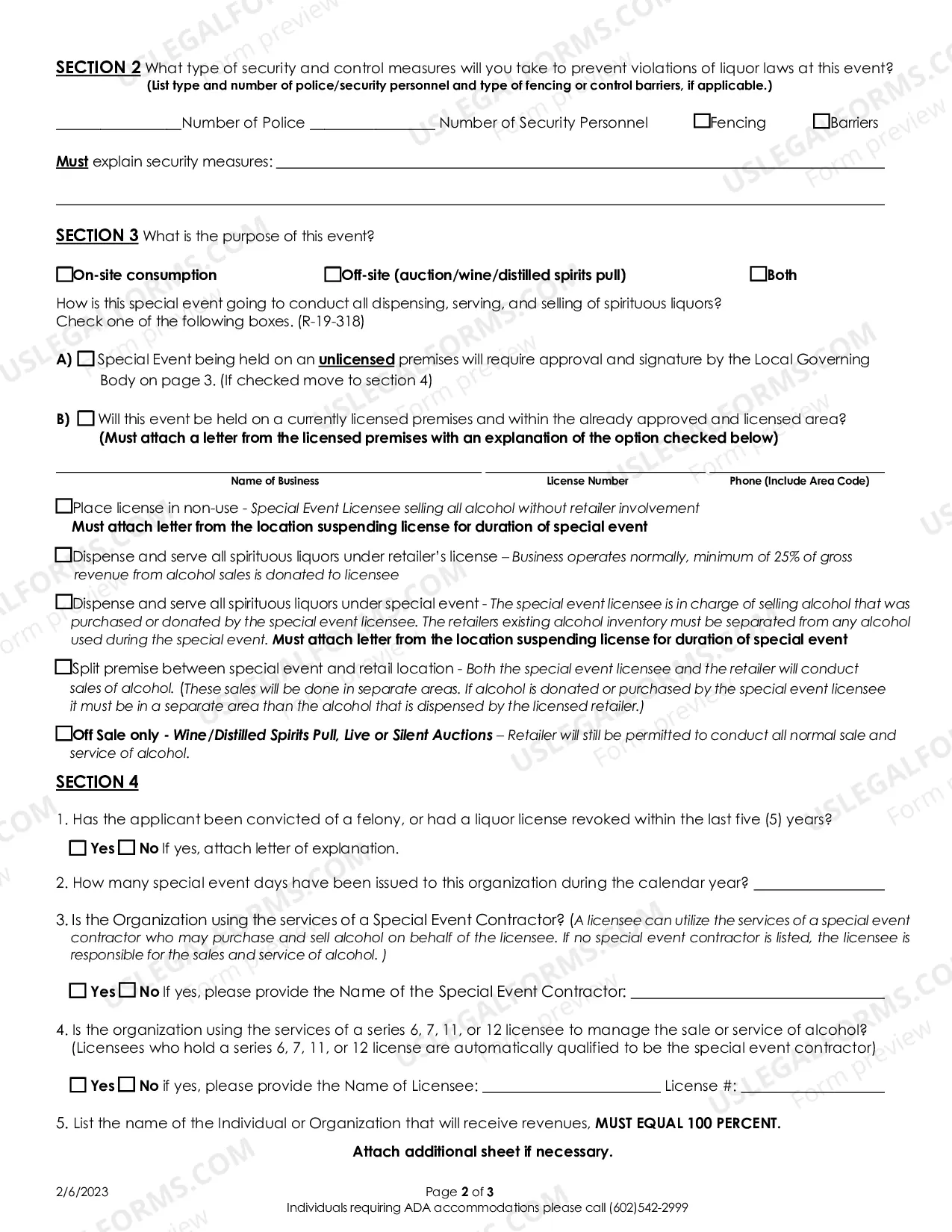 Preview Application For Special Event License
