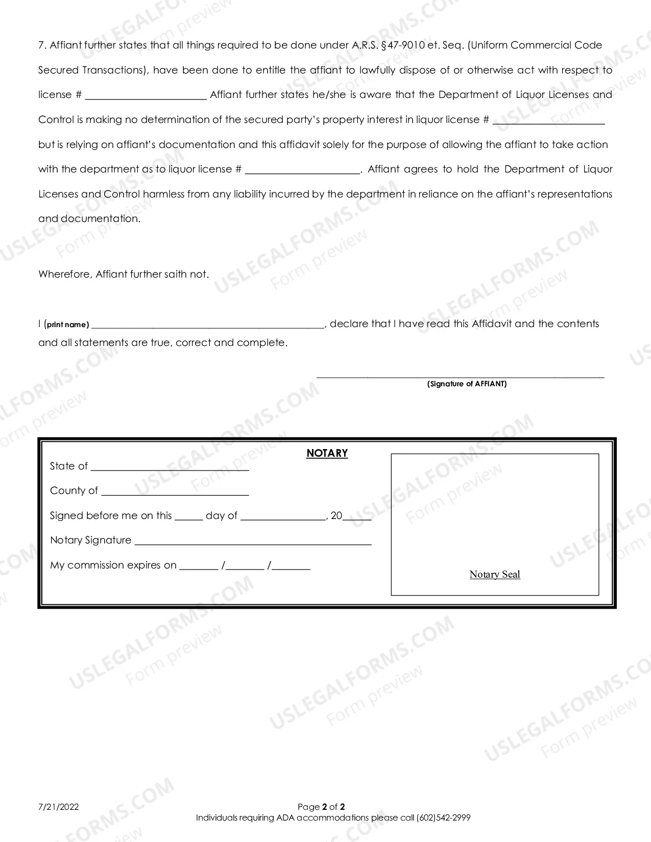 Preview Non Judicial Foreclosure Affidavit